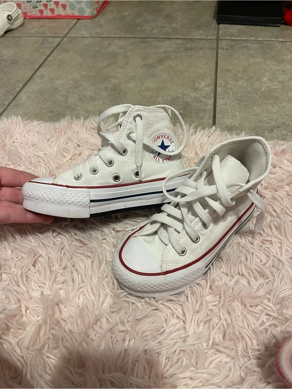 Platform Converse Kids White High-Top Sneakers size 11c